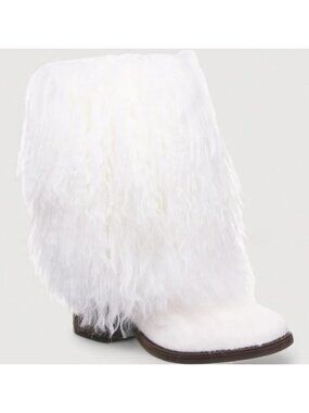 Bearpaw Botica White Shearling Wool Curly Lamb Fur Mongolian Sherpa Heel Boots 6